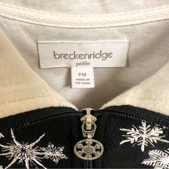Vintage breckenridge black and white embroidered snowflakes zip up sweater - Picture 2 of 4